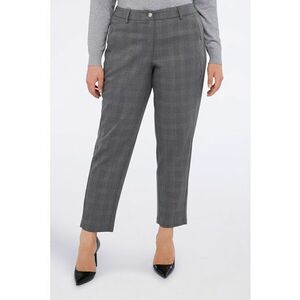 Pantaloni conici crop cu model in carouri - Gri deschis imagine