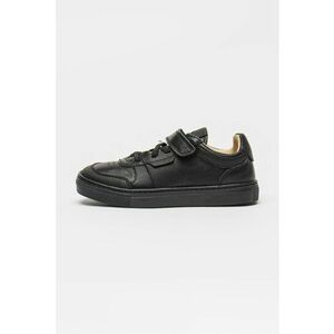 Pantofi sport din piele cu sireturi elastice - Negru imagine