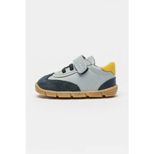 Pantofi sport din piele cu garnituri din piele intoarsa - Albastru imagine