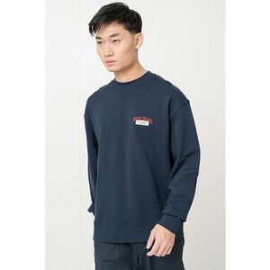 Bluza de trening de bumbac cu decolteu la baza gatului - Bleumarin imagine