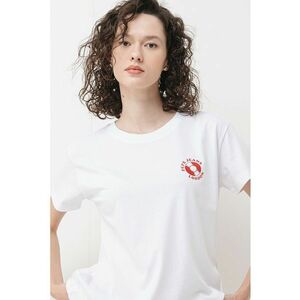 Tricou cu decolteu la baza gatului si design pe spate - Alb imagine