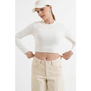 Bluza crop slim fit cu logo Dafilomena - Alb murdar imagine