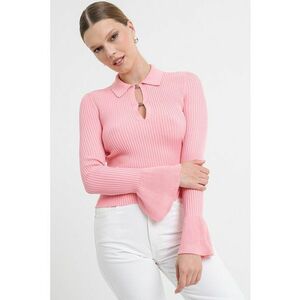 Pulover cu striatii si maneci evazate - Roz pastel imagine