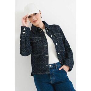 Jacheta de denim cu buzunare pe piept - Bleumarin imagine