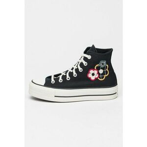 Pantofi sport cu platforma si elemente brodate All Star Lift - Negru imagine