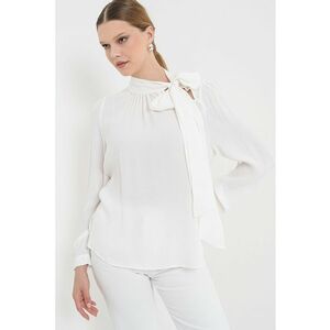 Bluza cu guler cu esarfa Cerela - Alb imagine