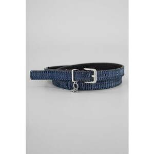 Curea ingusta de denim cu accesoriu logo - Bleumarin imagine