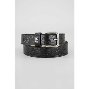 Curea ingusta de piele cu logo stantat - Negru imagine