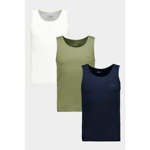 Set de topuri de casa din bumbac - 3 piese - Alb/Verde/Bleumarin imagine