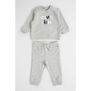 Set de bluza de trening cu logo si pantaloni de trening din amestec de bumbac organic - 2 piese - Gri deschis imagine