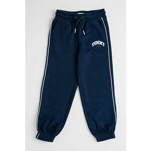 Pantaloni de trening din amestec de bumbac cu logo - Bej deschis/Bleumarin imagine