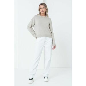 Blugi drepti din bumbac organic cu cusatura contrastanta - Negru stins/Alb optic imagine