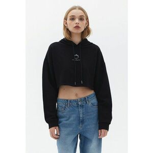 Hanorac crop supradimensionat - Negru imagine