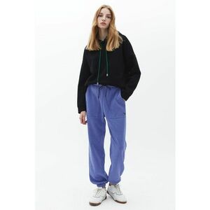 Pantaloni de trening din amestec de bumbac cu talie inalta - Albastru deschis imagine