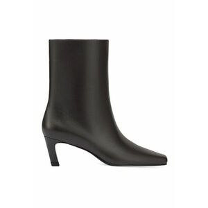 Botine de piele cu varf patrat - fara inchidere - Maro inchis imagine