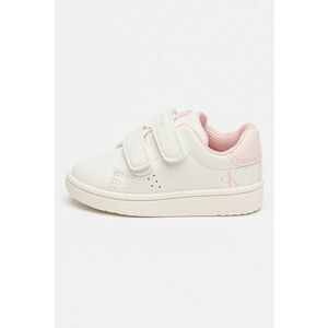 Pantofi sport de piele ecologica cu velcro - Roz pastel/Alb murdar imagine
