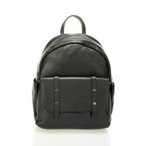 Rucsac de piele cu buzunare exterioare - Negru imagine