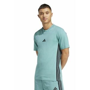 Tricou din bumbac cu decolteu la baza gatului si logo - Negru/Albastru petrol imagine