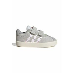 Pantofi sport Court 3.0 de piele intoarsa cu velcro - Alb/Gri deschis imagine