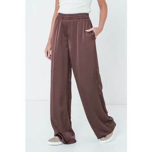 Pantaloni din satin cu croiala ampla - Rosu inchis imagine