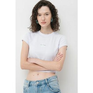 Tricou crop cu logo - Albastru azur imagine