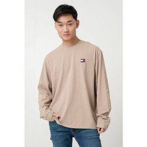 Bluza din bumbac cu decolteu la baza gatului - Maro deschis imagine
