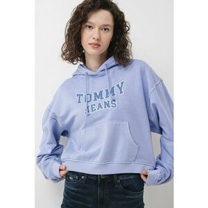 Hanorac larg crop cu logo - Albastru lavanda imagine