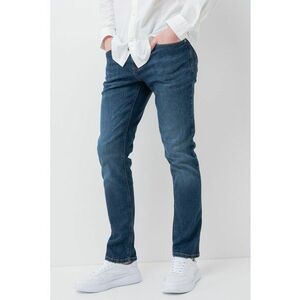 Blugi slim fit cu aspect decolorat - Bleumarin imagine