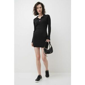 Rochie-pulover striata si tricotata - Negru imagine