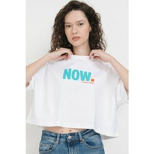 Tricou lejer crop din bumbac - Alb/Verde persan imagine
