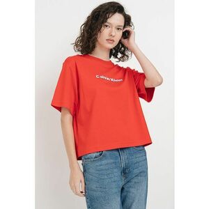Tricou din bumbac cu broderie - Rosu imagine
