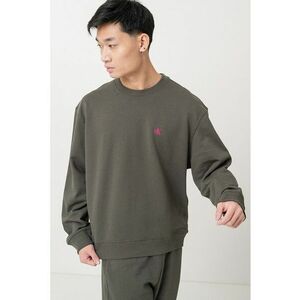 Bluza de trening din bumbac cu maneci usor cazute - Verde inchis imagine