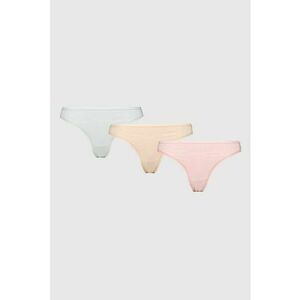 Set de chiloti tanga din amestec de modal - 3 perechi - Verde/Bej/Roz imagine