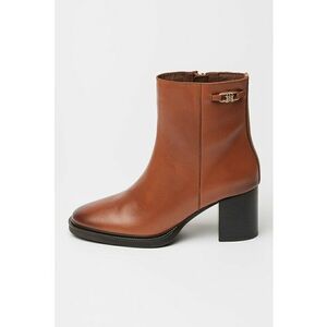 Botine din piele cu toc - Caramel imagine