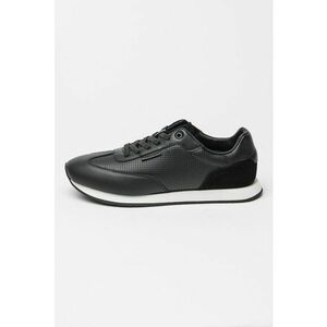 Pantofi sport din piele cu design perforat - Negru/Alb optic imagine