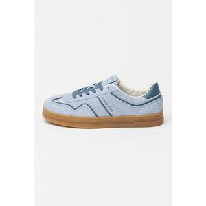 Pantofi sport low-cut din piele intoarsa The Greenwich - Albastru pastel/Caramel imagine