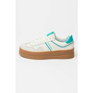 Pantofi sport flatform din piele - Caramel/Alb murdar/Verde menta imagine