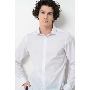 Camasa regular fit cu model uni - Alb imagine