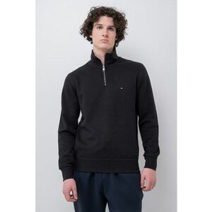 Bluza de trening din amestec de bumbac organic cu fermoar scurt - Negru imagine