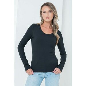 Bluza cambrata din amestec de modal - Negru imagine