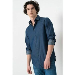 Camasa regular fit din material chambray - Albastru melange imagine