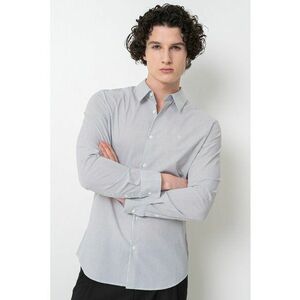 Camasa slim fit cu model in dungi si logo discret - Negru/Alb murdar imagine