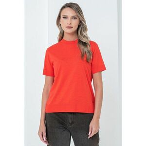 Tricou din amestec de lyocell cu decolteu la baza gatului - Rosu imagine