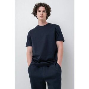 Tricou regular fit cu decolteu la baza gatului - Bleumarin imagine