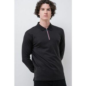 Bluza polo cu fenta cu fermoar - Negru imagine