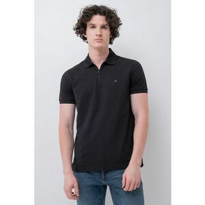 Tricou cu guler polo cu fermoar - Negru imagine