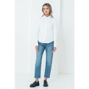 Camasa slim fit din material pique cu logo discret - Alb imagine