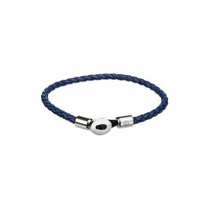 Bratara impletita de piele - Argintiu/Bleumarin imagine