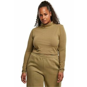 Bluza din amestec de bumbac organic cu guler inalt - Verde masliniu imagine