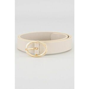 Curea de piele cu aplicatie monograma - Bej imagine